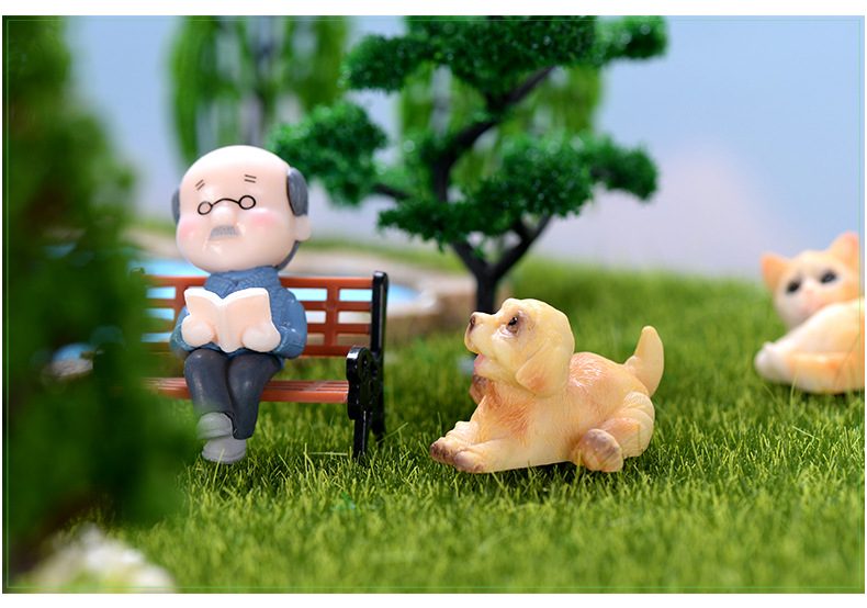 Resin Animals Pet Dog Models Bulldog Sandpiper Golden Retriever Figurine Wholesale Fairy Garden Accessories Supplies Pot Bonsai Mini Fairy Garden Ornament Small Artificial Dog Terrarium Fairy Garden Kits Decoration